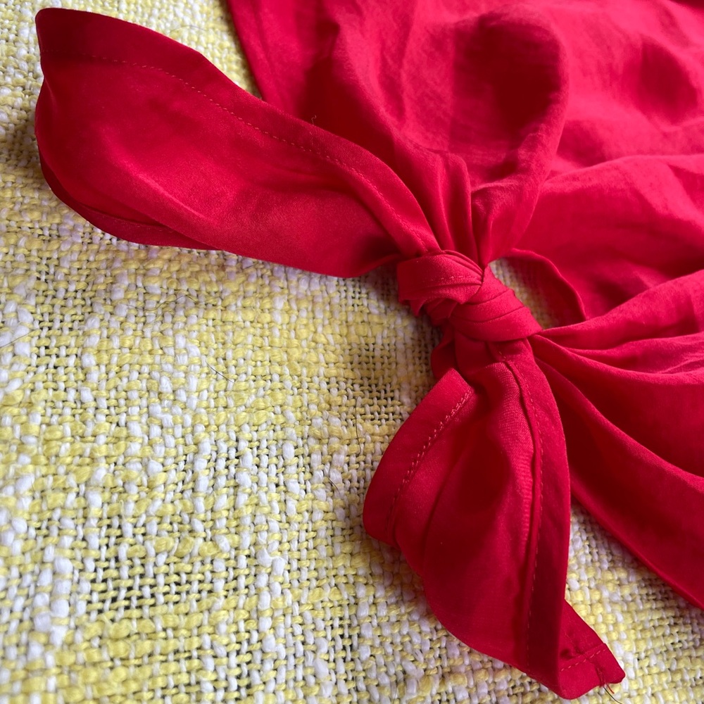 Express Red Off-Shoulder Blouse with Tie Front - Picture 4 of 4